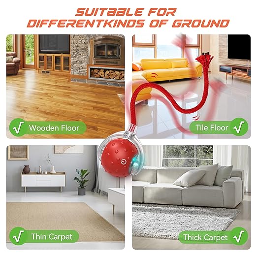 Smart Self-Moving Cat Toy Ball — Interactive LED Rolling Ball with Tail