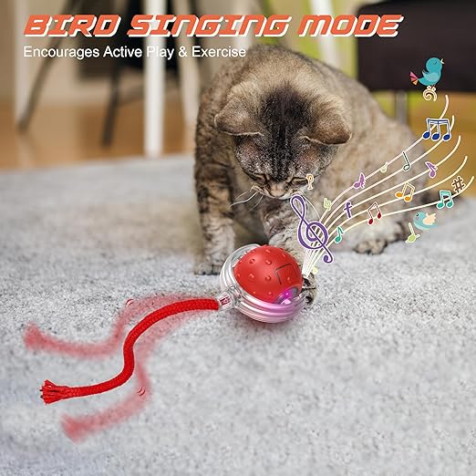 Smart Self-Moving Cat Toy Ball — Interactive LED Rolling Ball with Tail