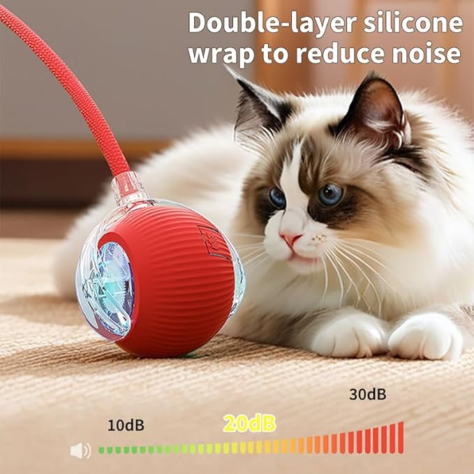 Smart Self-Moving Cat Toy Ball — Interactive LED Rolling Ball with Tail