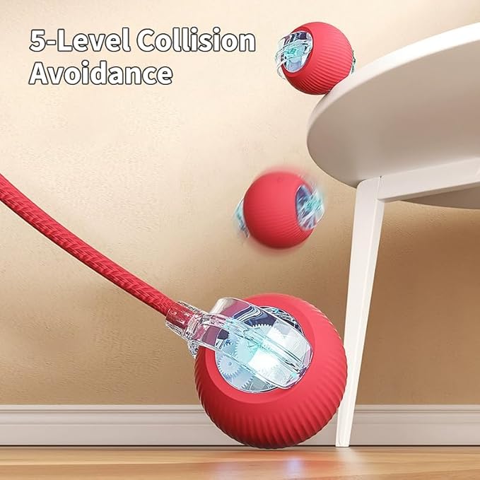 Smart Self-Moving Cat Toy Ball — Interactive LED Rolling Ball with Tail