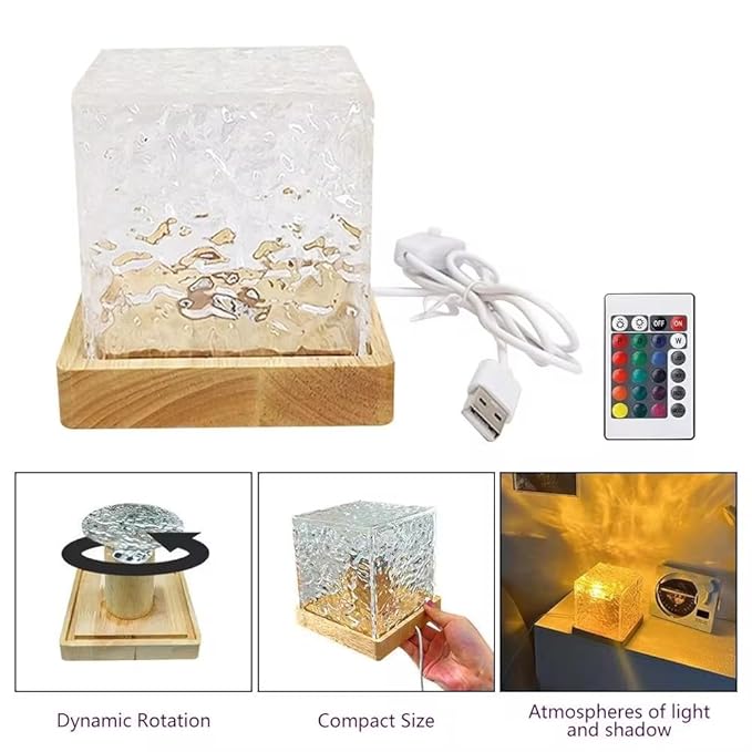 Ocean Wave Aurora Projector - 16 Colour Crystal Cube Night Light