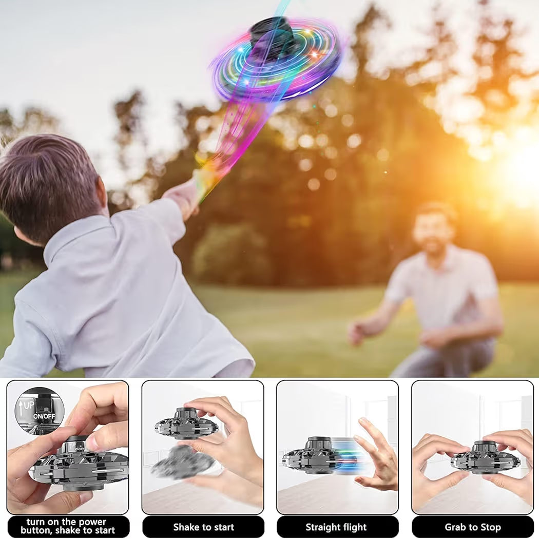 UFO Hand Spinner Flying Drone — RGB LED Mini Flying Toy