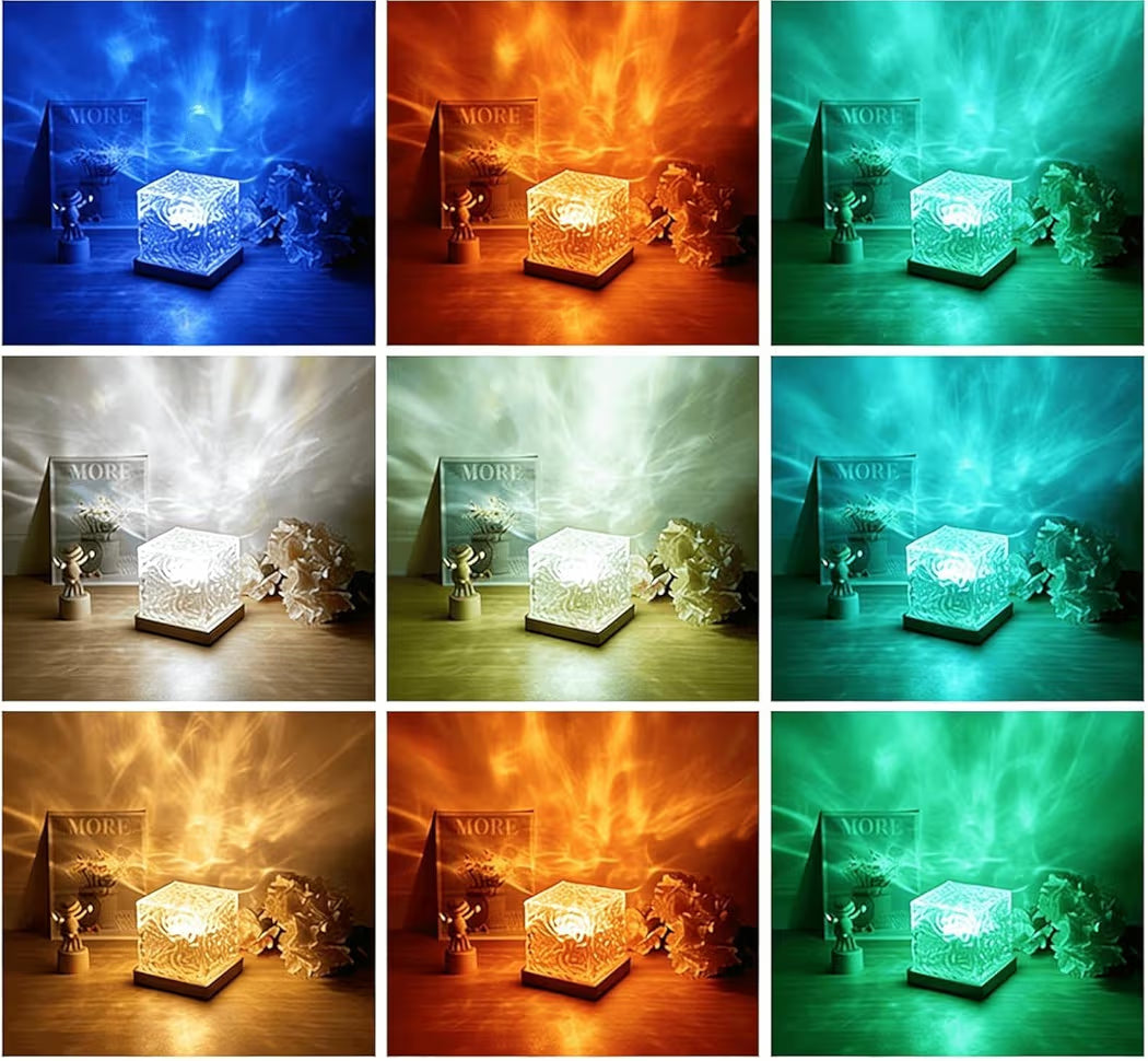 Ocean Wave Aurora Projector - 16 Colour Crystal Cube Night Light