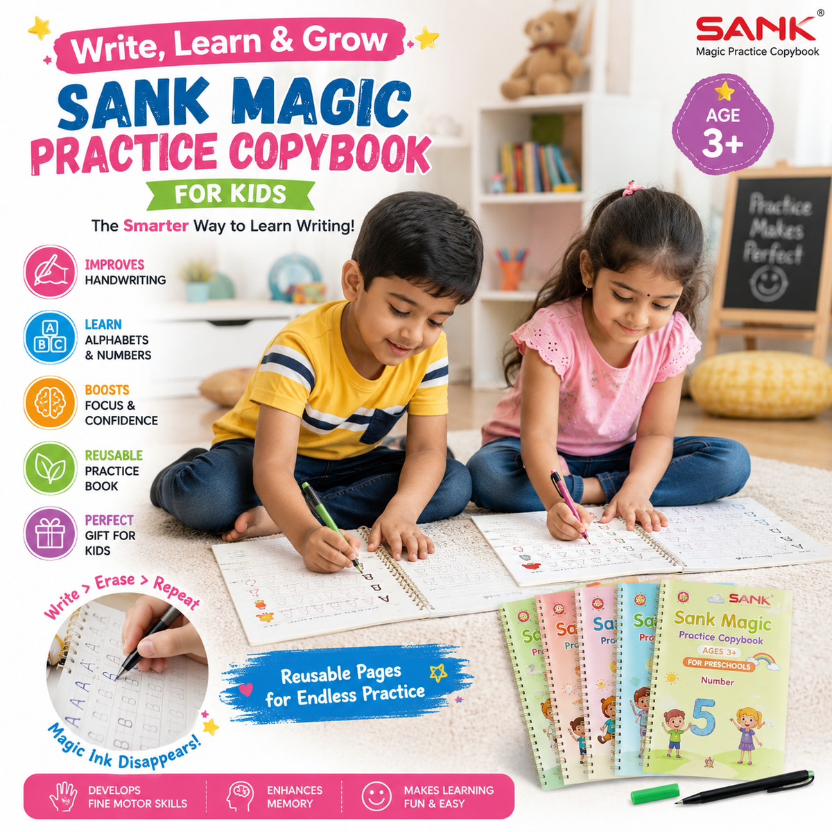 Magic Reusable Copybook set (10 Refill+magic pen with holder)