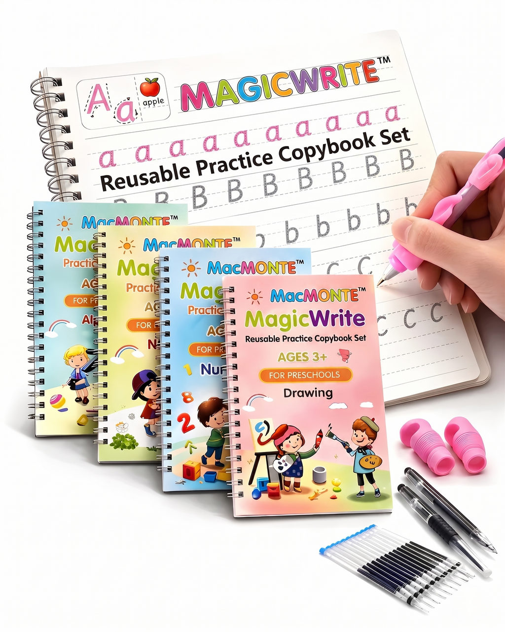 Magic Reusable Copybook set (10 Refill+magic pen with holder)