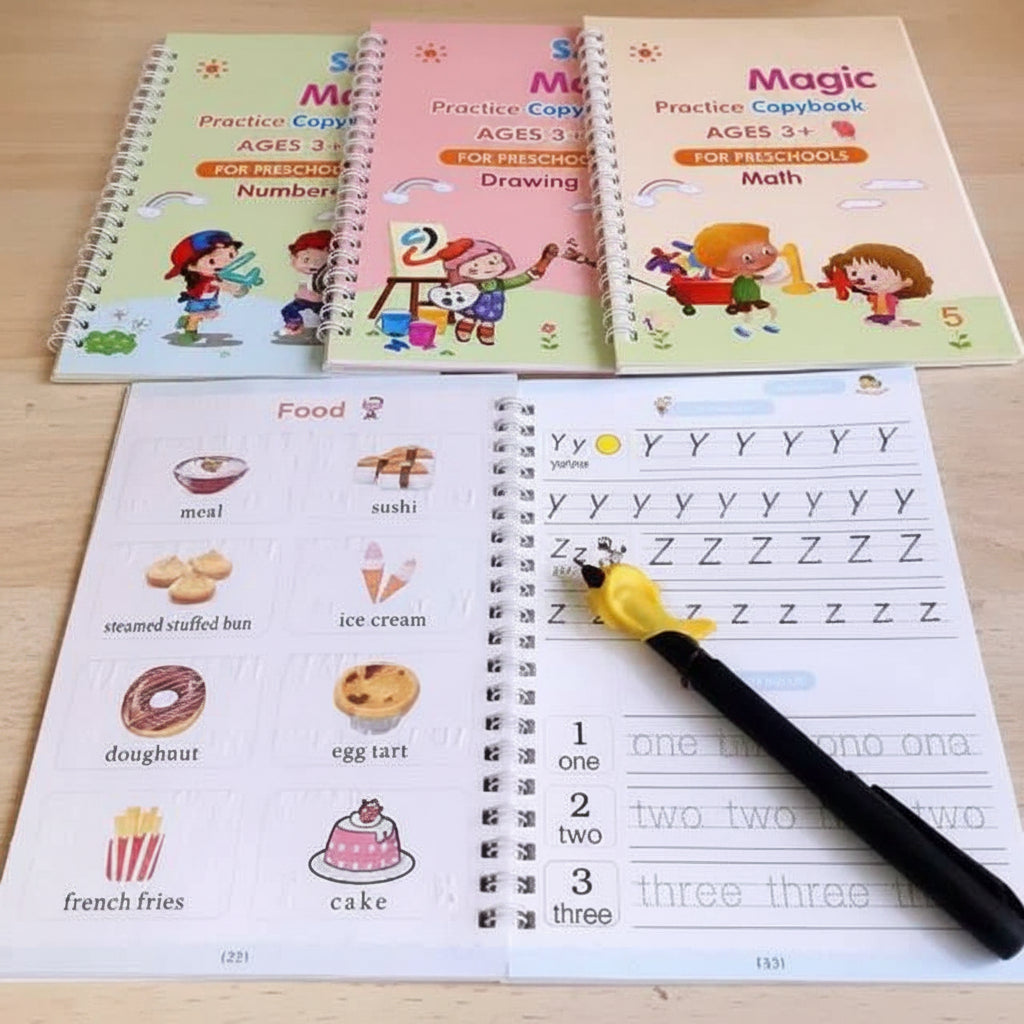 Magic Reusable Copybook set (10 Refill+magic pen with holder)